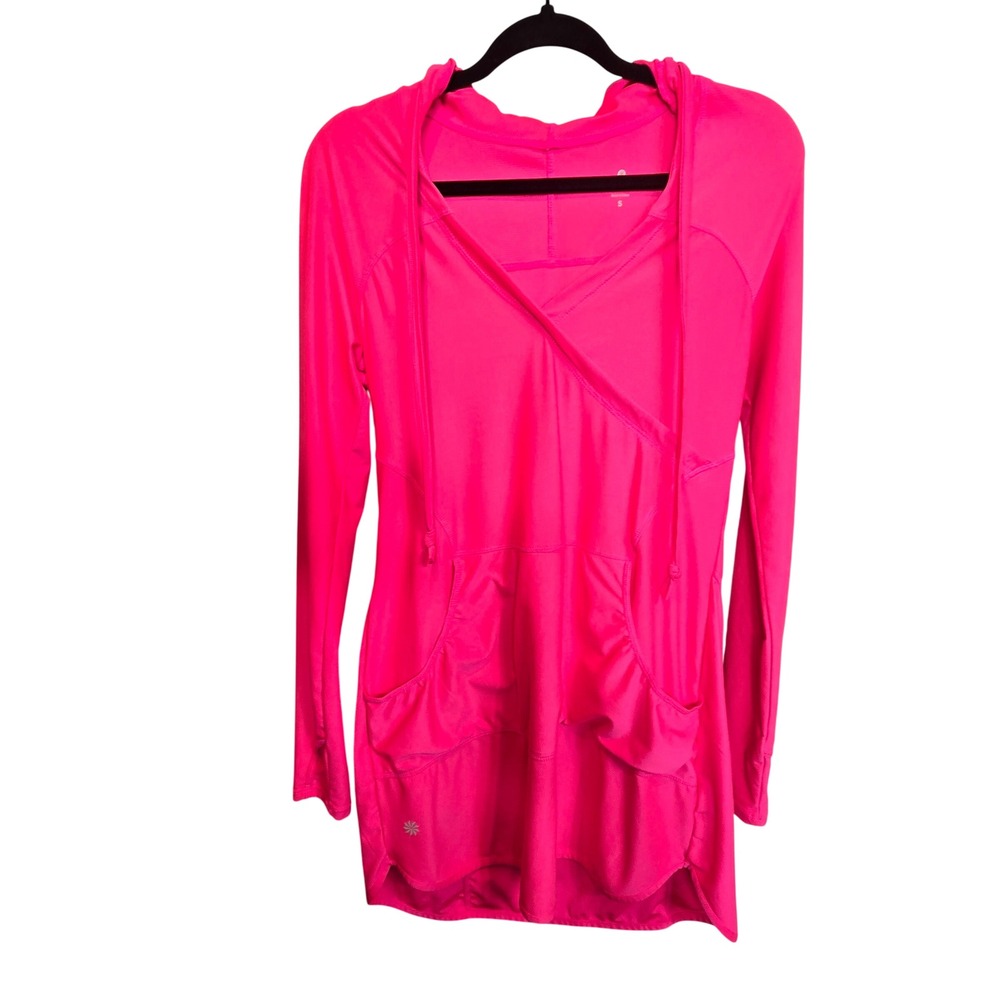Athleta Hoodie Pullover Womens Small Pink Long Sleeve Thumbholes Activewear